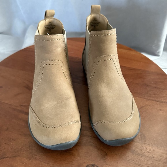 Earth Faine Slip On Flat Round Toe Tan Leather Ankle Boot Women's Size 5 - Picture 9 of 13